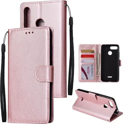 Produktbild von Für HUAWEI P30 lite/nova 4E Flip-Typ Leder Schutzhülle mit 3 Kartenposition Schnalle Design Cover Rose gold