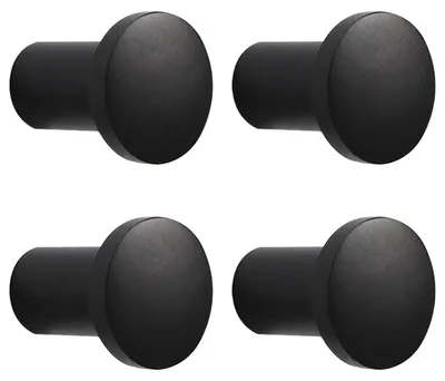 Runde Kleiderhaken für die Wand, schwarz, 4 Stück, Aluminium