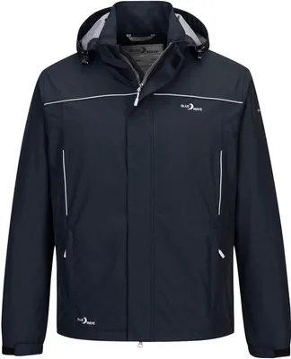 Produktbild von Blue Wave Herren Funktionsjacke Klaas - Verstaubare und wasserdichte Regenjacke mit Mesh-Innenfutter und Kapuze in Schwarz Größe 3XL