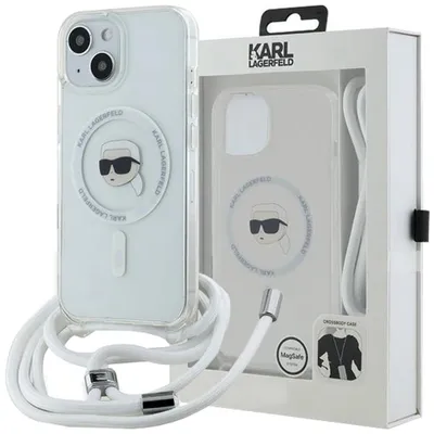 Produktbild von Karl Lagerfeld KLHMP15SHCKHNT iPhone 15 / 14 / 13 6.1" hardcase transparent Crossbody IML Karl Head Magsafe Schutzhülle