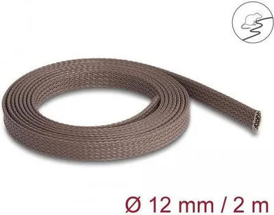 Imagen del producto de Manguera trenzada de Delock, resistente a roedores, extensible, 2 metros x 12 mm, color marrón