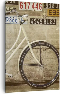 Produktbild von Bild auf Leinwand - Leinwandbild - Einteilig - Fahrrad Mauer Straße - 80x120cm - Wand Bild - Wanddeko - Wandbilder - Leinwanddruck - Wanddekoration - Leinwand bilder - Wandbild - PA80x120-3764