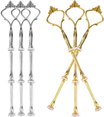 Produktbild von Etageren Stange Set 6 Sets Etagere Stangen Gold und Silber 2-3 Stöckig Etagerenhalter Metallstangen Tortenständer (Platten Sind Nicht Enthalten) Krone Form