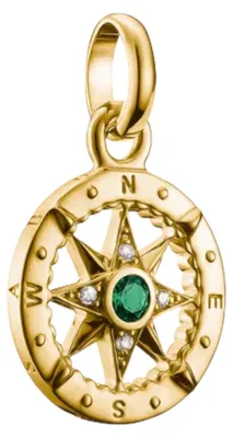 Produktbild von Thomas Sabo CC1261-M01-6 Anhänger Kompass Goldfarben mit Grünem Stein