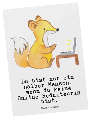 Produktbild von Mr. & Mrs. Panda Postkarte Online Redakteurin Herz - Weiß - Geschenk, Ansichtskarte, Ansichtskarten, Grußkarte, Postkarten, Fotokarte