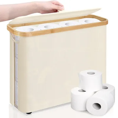 Produktbild von Toilettenpapierhalter, Aufbewahrungskorb für Toilettenpapier, Tissue Storage Basket, zusammenklappbar, wasserfest, 45*15*35cm