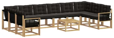 Produktbild von vidaXL Outdoor-Sofagarnitur mit Kissen 11 pcs Weiß und Schwarz