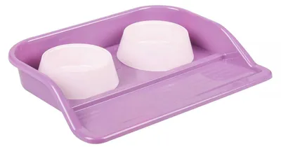 Produktbild von Set 2x 0,3L Futternapf Fressnapf Wassernapf Futternapfunterlage Katze Hund lila-rosa