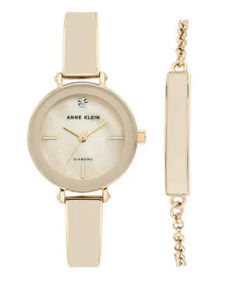Produktbild von Damenuhr beige perlmutt / gold mit Metall-Armband