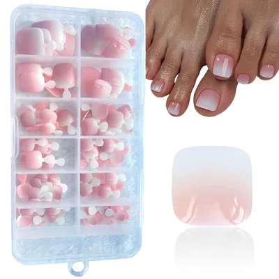 Produktbild von Künstliche Fußnägel Nude Pink Gradient 120 Stück 12 Größen Full Cover Zehennägel zum Aufkleben