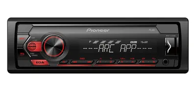 A front view of a Pioneer car stereo.