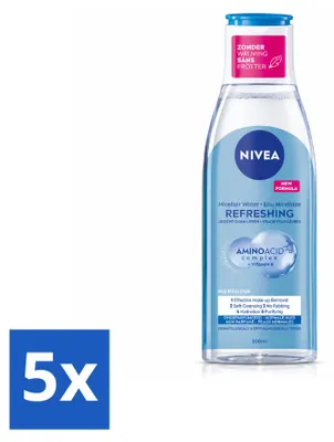 Zdjęcie produktu dla 5 x NIVEA Woda micelarna odświeżająca - 200 ml - Opakowanie ekonomiczne - 5 sztuk