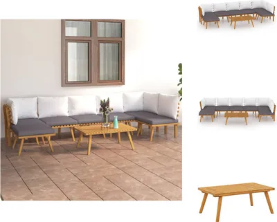 Produktbild von vidaXL 8-tlg. Garten-Lounge-Set mit Kissen Massivholz Akazie - Gartenmöbel-Sets
