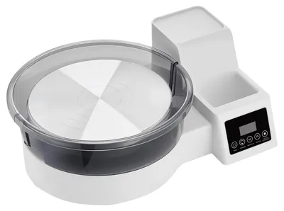 Obrázek produktu pro Hrnčířský kruh pro dospělé, hliníkový talíř o průměru 28 cm, elektrický stolní hrnčířský kruh o výkonu 450 W s nožním pedálem, nastavitelná rychlost 30–300 ot./min., odnímatelná mísa, pro začátečníky, pro vlastní tvorbu z hlíny, bílý