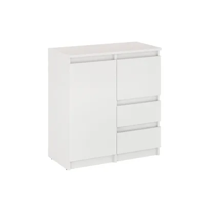 Produktbild von KOMTO Kommode mit 2 Türen und 2 Schubladen – Komodenschrank für Schlafzimmer, Wohnzimmer oder Flur | Sideboard Weiß PIKO 2 70 x 35 x 74,5 cm