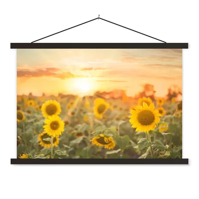 Produktbild von MuchoWow® Textilposter Sonnenblume - Sonne - Blumen 90x60 cm mit schwarzem Rahmen - Aufhängungssatz