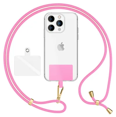 Obrázok produktu pre HoldMe Air Edition - univerzálna šnúrka s 2 podložkami a karabínou (zlatá) - 160 cm popruh na mobilný telefón - ružová