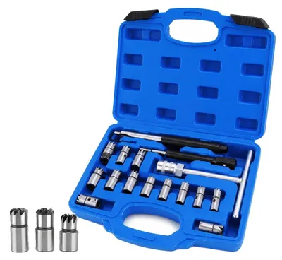 Productafbeelding van Set van 17 stuks gereedschap voor het uitsnijden van dieselinjectorzittingen, gemaakt van koolstofstaal, blauw