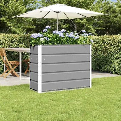 Produktbild von "Schlussverkauf" Pflanzkübel im Garten - 1 pc - Blumenbeet/Gartenbeet - Hellgrau 100x40x75 cm Stahl C13525