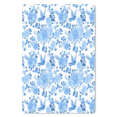 Produktbild von MuchoWow® Mauspad Mousepad Blumen - Muster - Blau 18x27 cm - Mousepads - Maus Mat - Pad - Mausunterlage