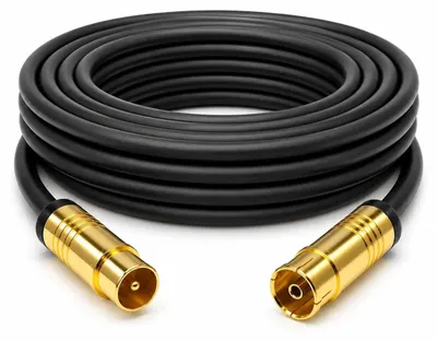 Produktbild von 1m Antennenkabel für TV Kabelfernsehen HD 4K 135dB Koaxial Kabel 5-fach geschirmt, Schwarz