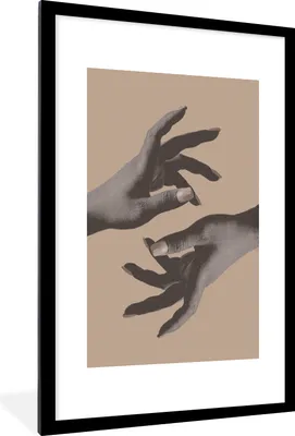 Produktbild von MuchoWow® Gerahmtes Poster Vintage - Hand - Design 60x90 cm - Poster mit Schwarzem Bilderrahmen Wandposter Rahmen Foto Bilder - Dekoration - Wandposter Wohnzimmer - Hochwertig