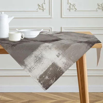 Immagine prodotto di Tovaglia 100x100 cm, grigio-marrone, aspetto lino, moderna, lavabile, decorativa