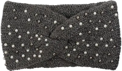 Produktbild von styleBREAKER Damen Strick Stirnband mit Perlen, Metallic Garn und Twist Knoten, warmes Winter Haarband, Headband 04026029
