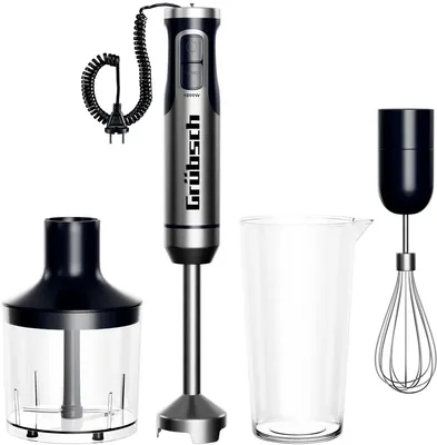 Produktbild von Grübsch GH-1000W Pro 3-in-1 Stabmixer - Pürierstab - 1000 Watt - Turbo-Funktion - Zerkleinerer - Messbecher - Schneebesen