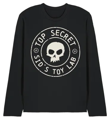 Image de T-shirt à manches longues "Laboratoire de jouets de Sid" de Toy Story, modèle unie pour hommes/femmes, référence TV35778 (taille M), couleur noire