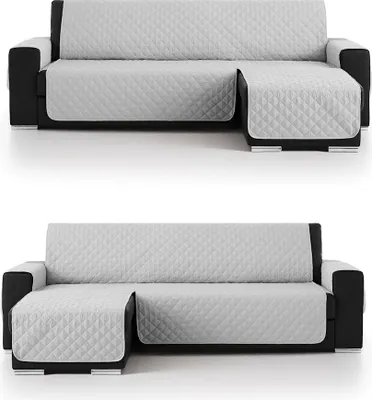 Produktbild von BELMARTI Ecksofa Zweiseitig  Spain Alcantara Touch Schonbezug Ecksofaschutz Sofaschoner Ecksofabezug Ecksofa mit Ottomane Sofaschonbezug Ecksofa Überwurf Ecksofa Überdecke (Hellgrau, 200 cm)
