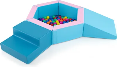 Immagine prodotto di COSTWAY Set di arrampicata per bambini da 3 pezzi in schiuma, set da gioco per gattonare e arrampicarsi in casa con piscina di palline, triangolo, scale e 100 palline oceaniche colorate