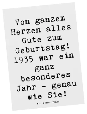 Produktbild von Mr. & Mrs. Panda bildkarte Spruch 1935 Geburtstag - Weiß - Geschenk, Geburtstagsjahr, Geburtstagsgrüße, Happy Birthday, alles Gute zum, Kunstkarten, Geburtstagsgeschenk