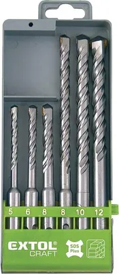 Zdjęcie produktu dla EXTOL CRAFT Wiertło udarowe do betonu SDS PLUS, zestaw 6 szt., 5-12 mm, węglik spiekany