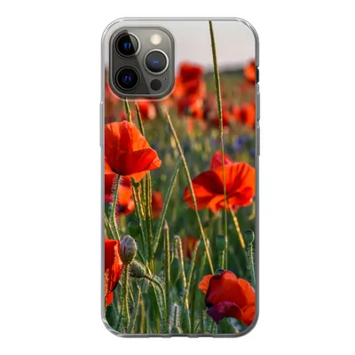 Produktbild von MuchoWow® Handyhülle Schutzhülle Hülle für iPhone 13 Pro Blumen - Mohnblumen - Natur - Rot Silikon Softcase Handy Hülle - Handy-Tasche