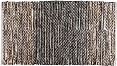 Obrázek produktu pro Koberec Homescapes ze 100% recyklované kůže se vzorem chevron a kosočtverců, 66 x 200 cm, šedý