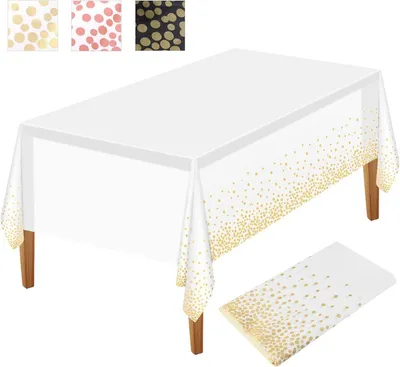 Immagine prodotto di Tovaglia bianca dorata per feste 137 x 274 cm rettangolare monouso