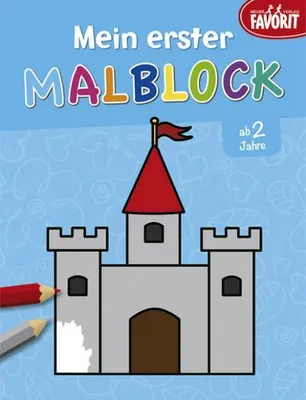Produktbild von Malblock Mein erster blau mit 32 ganzseitigen Malvorlagen und einfachen Motiven für kleine Kinder