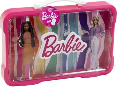 Zdjęcie produktu dla Walizka Ekspozycyjna na Lalki Barbie Klein, Na 6 Lalek, Podświetlany Zatrzask, 58x9,4x43 cm, Od 3 Lat