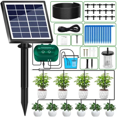 Produktbild von Bewässerungssystem Solar Tropfbewässerung Timer - 15 Tropfer - 15 m Schlauch - Schwarz