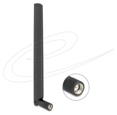 Produktbild von DeLOCK 81452, 4,4 dBi, 2.4 - 7.125 GHz, 50 Ohm, Wi-Fi 7 (802.11be), Omnidirektionale Antenne, RP-SMA