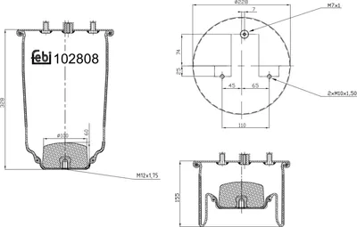 Produktbild von FEBI BILSTEIN Luftfederbalg 102808 Hinten für IVECO Daily VI Kastenwagen 325mm 228mm