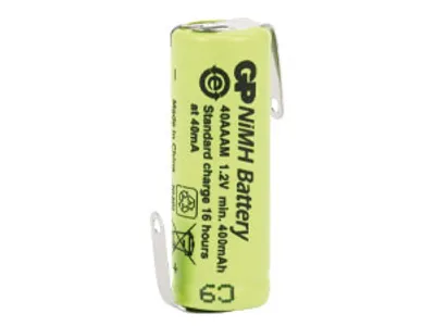 Produktbild von NiMH-Akku, GP, Industriezelle mit Lötfahnen, 29,3x10,2mm, 1,2V/400mAh