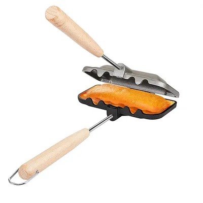 Produktbild von Vielseitiger Hand-Sandwich- und Omelette-Maker, gegrillter Käse, Pfannkuchen und Hot Dogs, doppelseitige Backform, antihaftbeschichtet – Hottoasty