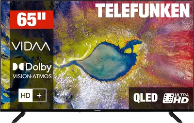 Produktbild von Telefunken D65Q920B2CW QLED Fernseher 65 Zoll Smart TV VIDAA 4K UHD HDR Dolby Vision, HD+ (2026)