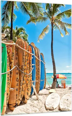 Produktbild von Bilder auf glas - Einteilig - Board Surfen Strand - 70x100cm - Glasbilder - Wandbilder - Bilder - zum Aufhängen bereit - Wanddekoration aus Glas - Glas Bilder - Wandbild auf Glas - GPA70x100-4165