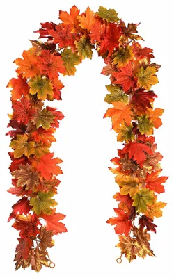 Produktbild von Künstliche Ahornblatt-Girlande - Herbstliche Hängedekoration für Innen- und Außenbereich - 175 cm Länge