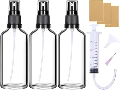 Zdjęcie produktu dla Zestaw 3 Małych Szklanych Butelek Spray 100 ml, Puste Przezroczyste Butelki Spray, do Perfum, Kosmetyków