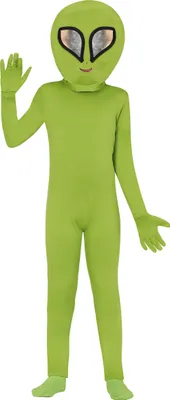 Produktbild von Alien Superheld Kostüm Grün Kapuze Overall Kinder Abenteuer Figur Halloween Universum, Größe: 110/116 Farbe: Grün