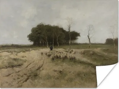 Produktbild von MuchoWow® Poster Heide bei Laren - Gemälde von Anton Mauve 160x120 cm - Foto Plakat